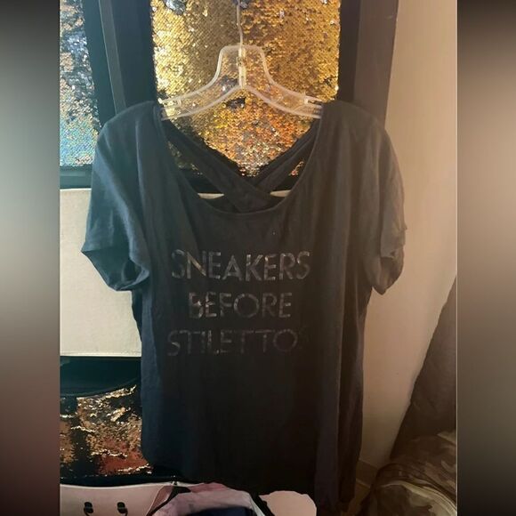 Black 1xl 14/16 short sleeve LB active plus tee t shirt top blouse - Picture 1 of 3